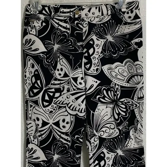 St. John Sport Marie gray butterfly Pants 10 Capri